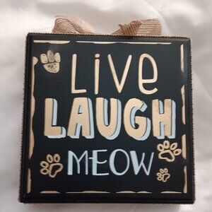 3 for $10 Live Laugh Meow Decorative Wooden Box with Burlap Cat Decor Cat Lady